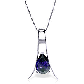 1.5 CTW 14K Solid White Gold Have And Hold Sapphire Necklace