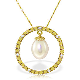 4.1 CTW 14K Solid Gold Diamond pearl Circle Of Love Necklace