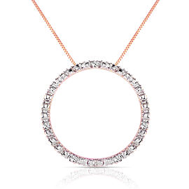 14K Solid Rose Gold Diamonds Circle Of Love Necklace