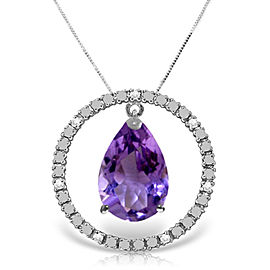 6.6 CTW 14K Solid White Gold Diamond Amethyst Circle Of Love Necklace