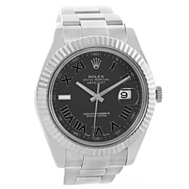 Rolex Datejust II 116334 Steel 18K Whie Gold Dark Grey Dial Mens Watch