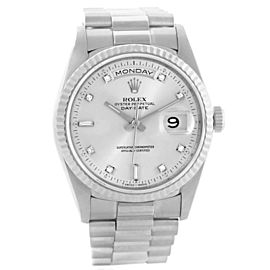 Rolex President 18239 Day-Date 18k White Gold Diamond Mens Watch