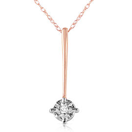 14K Solid Rose Gold Necklace withNatural Diamond