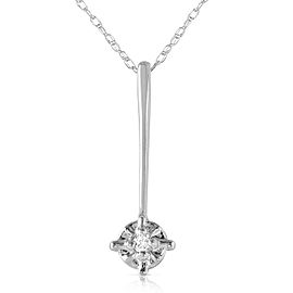 0.03 CTW 14K Solid White Gold Necklace Natural Diamond