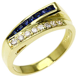 TIFFANY & Co 18K Yellow Gold Sapphire Diamond Ring US 5.5 QJLXG-1440