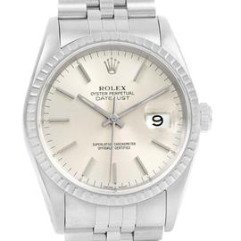 Rolex Datejust 16220 Stainless Steel & Silver Baton Dial 36mm Mens Watch