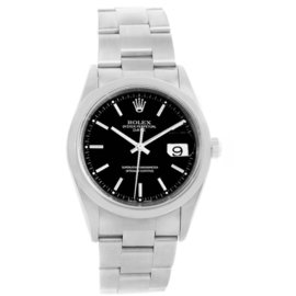 Rolex Date 15200 Stainless Steel & Black Dial 34mm Mens Watch