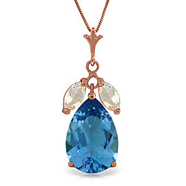 14K Solid Rose Gold Necklace with Blue Topaz & Rose Topaz