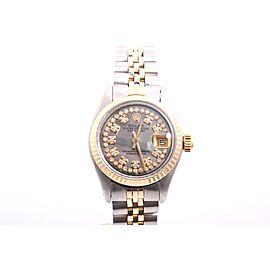 Rolex Datejust 2tone 14K Yellow Gold And Stainless Steel Tahitian Mother Of Pearl String Diamond Dial 26mm Womens Watch