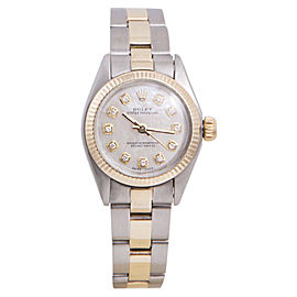 Rolex Oyster Perpetual Yellow Gold / Stainless Steel with Mother Of Pearl Diamond Dial 24mm Womens Watch