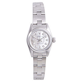 Rolex Oyster Perpetual Stainless Steel with Mother of Pearl Diamond Dial 24mm Womens Watch