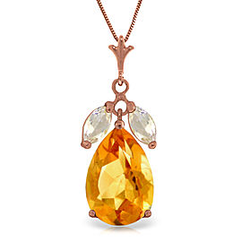 14K Solid Rose Gold Necklace with Citrines & Rose Topaz