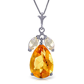 6.5 CTW 14K Solid White Gold Necklace Citrine White Topaz