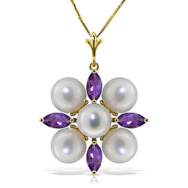 6.3 CTW 14K Solid Gold Demure Amethyst pearl Necklace