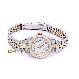 Rolex Ladies TT Oyster Perpetual - Mother Of Pearl Diamond Dial - Diamond Bezel