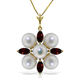 6.3 CTW 14K Solid Gold Explore The Senses Garnet pearl Necklace