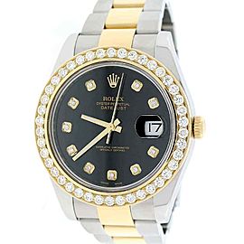 Rolex Datejust II 2-Tone 41MM Oyster Watch 116333 w/Diamond Dial & 4.0Ct Bezel