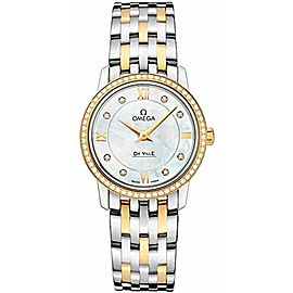 OMEGA Women's Yellow Gold Bracelet & Case Swiss Quartz MOP Dial Analog Watch 424