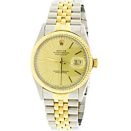 Rolex Datejust 2-Tone Champagne Dial 36mm Jubilee Watch 16013