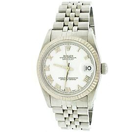 Rolex Datejust 18K/SS White Roman Dial 31mm Midsize Watch 68274