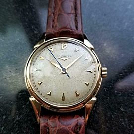 LONGINES Men's 14k Solid Gold Cal.23 Hand-Wind Dress Watch, c.1960s Swiss LV818