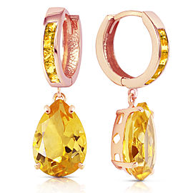 13.2 CTW 14K Solid Rose Gold Citrine Hoop Drop Earrings