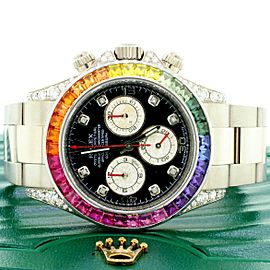 Rolex Cosmograph Daytona 40mm 18K White Gold Watch With Rainbow Bezel