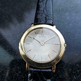 Men's Omega Midsize 18K Gold Manual-Wind Ultra-Thin Dress Watch c.1962 MS196BLK