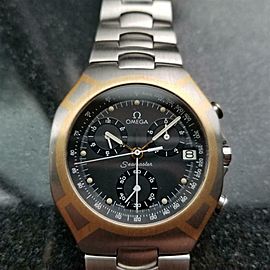 Men's Omega Seamaster Polaris 18k & ss Quartz Chronograph, c.1980s Swiss LV14