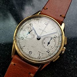 Men's Zenith 18K Gold Chronograph Ref.166 Hand-Wound, c.1950s Vintage LV580TAN