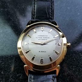 Men's Ulysse Nardin 18k Solid Gold Automatic 35mm Watch 1960s Vintage LV654