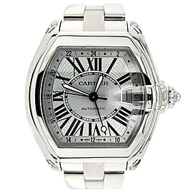 Cartier Roadster XL GMT 43mm Silver Roman Dial Steel Watch