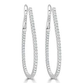 True Inside Out Diamond Hoop Earrings in 14KT White Gold