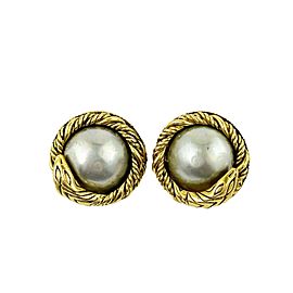 Chanel - Vintage 1984 Snake Wrapped Faux Pearl Earrings - Gold Tone Clip Ons