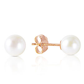 4 CTW 14K Solid Rose Gold Stud Earrings Natural pearl