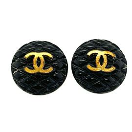 CHANEL-Vintage 94P Matelassé CC Logo Spring 1994 Clip On - Resin/Black Earrings