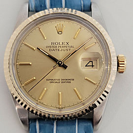 Mens Rolex Oyster Datejust Ref 16013 36mm 18k SS Automatic 1980s Swiss RJC184