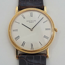 Mens Patek Philippe Calatrava 3520 32mm 18k Gold Hand-Wind 1970s Original RJC160