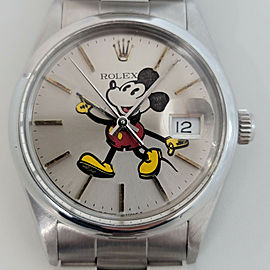 Mens Rolex Oyster Perpetual Date 35mm Automatic Mickey DIal 1980s RA180