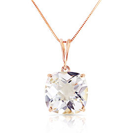 3.6 CTW 14K Solid Rose Gold Necklace Natural Checkerboard Cut White Topaz