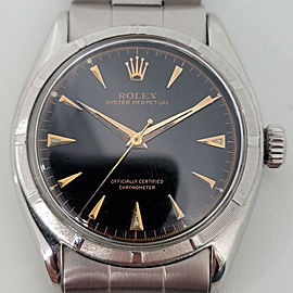 Mens Rolex Oyster Perpetual 34mm Bubbleback Automatic 1950s Vintage RA14