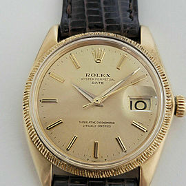 Mens Rolex Oyster Perpetual Date 35mm 18k Solid Gold Automatic 1960s RJC156