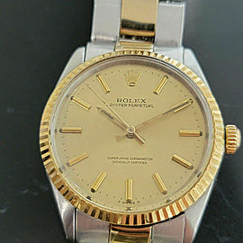 Mens Rolex Oyster Perpetual 5500 35mm 14k Gold SS Automatic 1960s Vintage