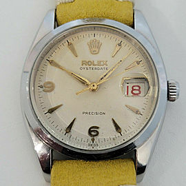 Mens Rolex Oysterdate Precision Ref 6494 34mm Hand-Wind 1950s Vintage