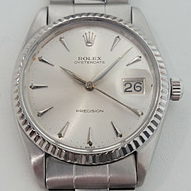 Mens Rolex Oysterdate Precision 6694 34mm 18k SS Hand Wind 1960s Swiss RJC194