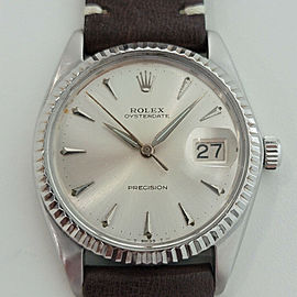 Mens Rolex Oysterdate Precision 6694 34mm 18k SS Manual Wind 1960s Swiss RJC194B