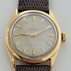 Mens Rolex Oyster Perpetual 6084 18k Gold Bubbleback Automatic