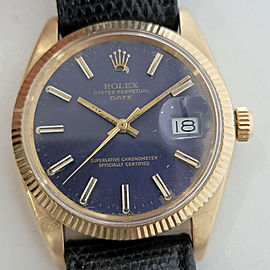 Mens Rolex Oyster Perpetual Date 35mm 14k Solid Gold Automatic 1960 RA264