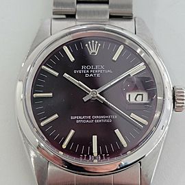 Mens Rolex Oyster Perpetual Date 1501 35mm Custom Burgundy Automatic