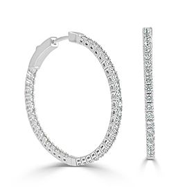 True Flexible Diamond In & Out Hoop Earrings in 14KT Gold 1.80ctw 1.25''